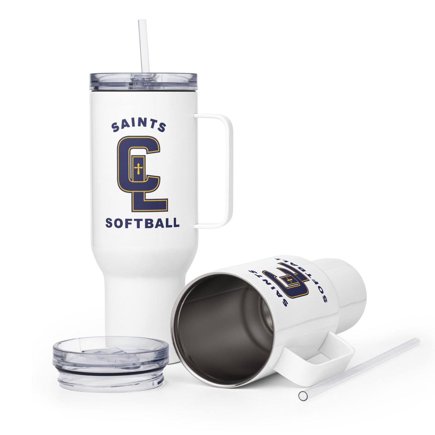 Travel Mug | Crean Lutheran Softball | Navy CL Softball Logo
