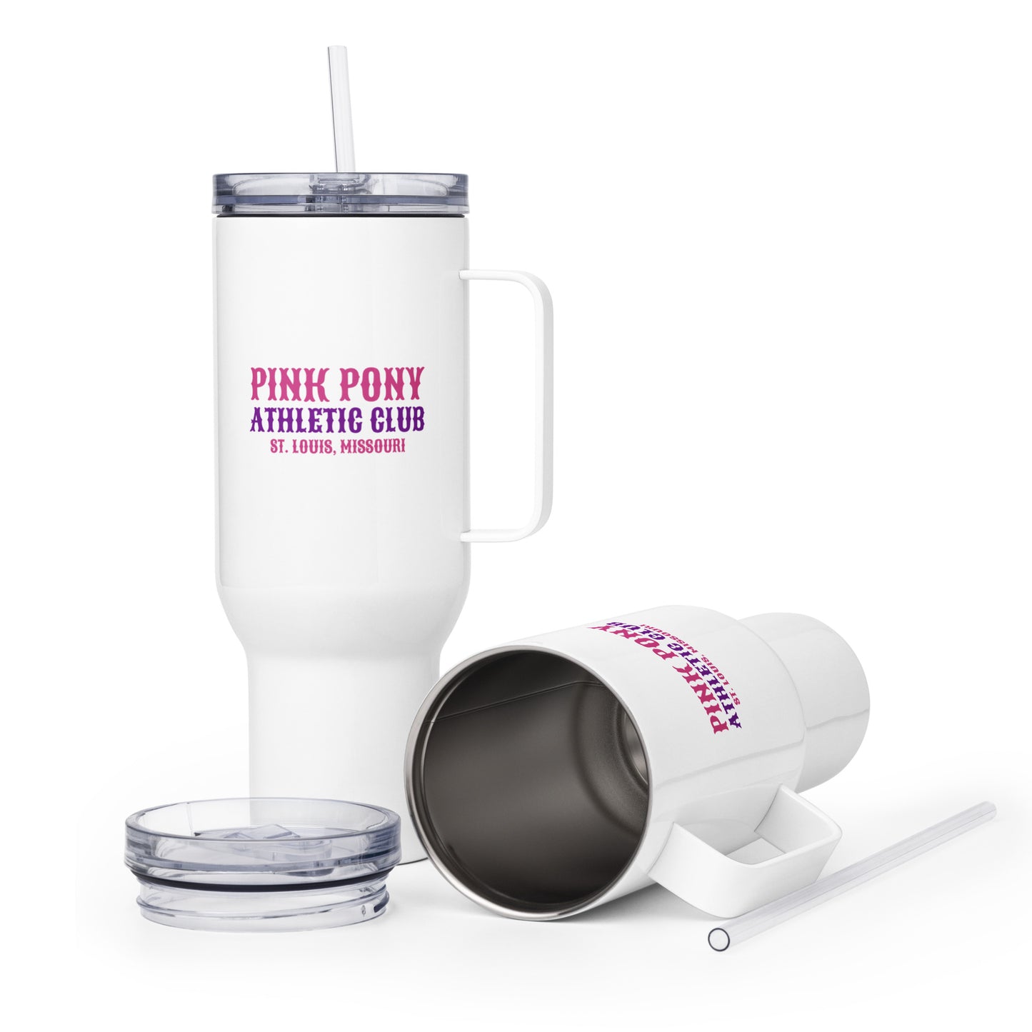 Travel Mug | Pink Pony Athletic Club | Athletic Wordmark Logo