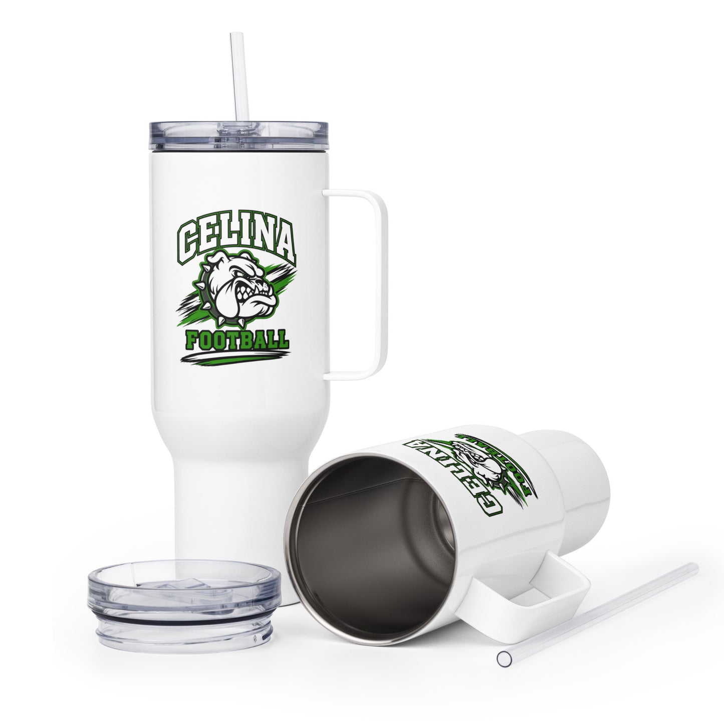 Travel Mug | Celina Black Football | Emblem Logo