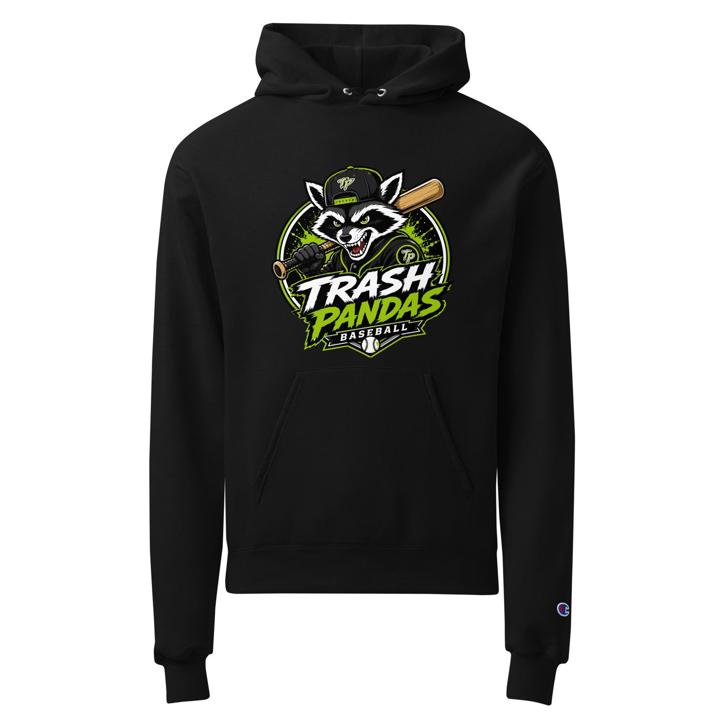 Signature | Champion Hoodie | Trash Pandas Baseball Organization | Mascot Logo