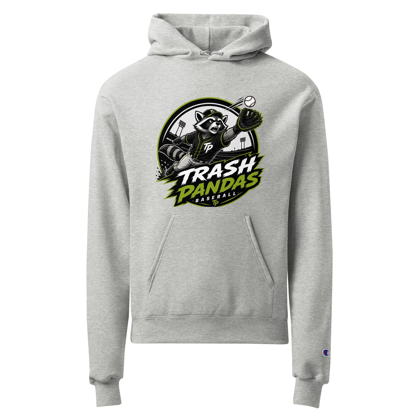 Signature | Champion Hoodie | Trash Pandas Baseball Organization | Emblem Logo
