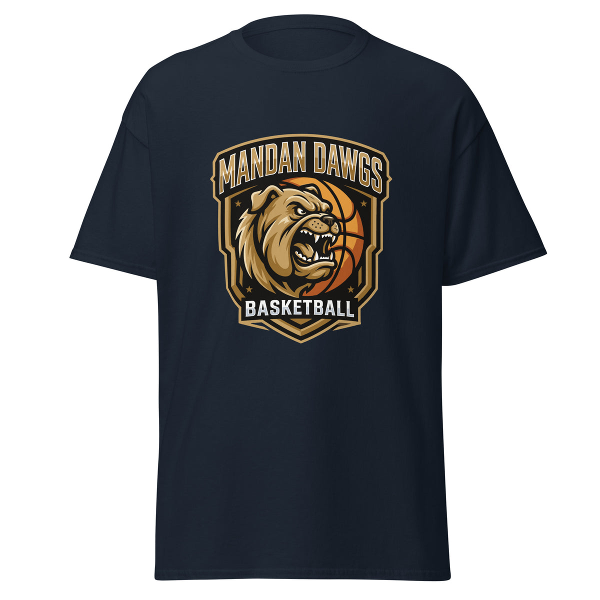 Classic | T-Shirt | Mandan Dawgs Basketball | Shield Logo