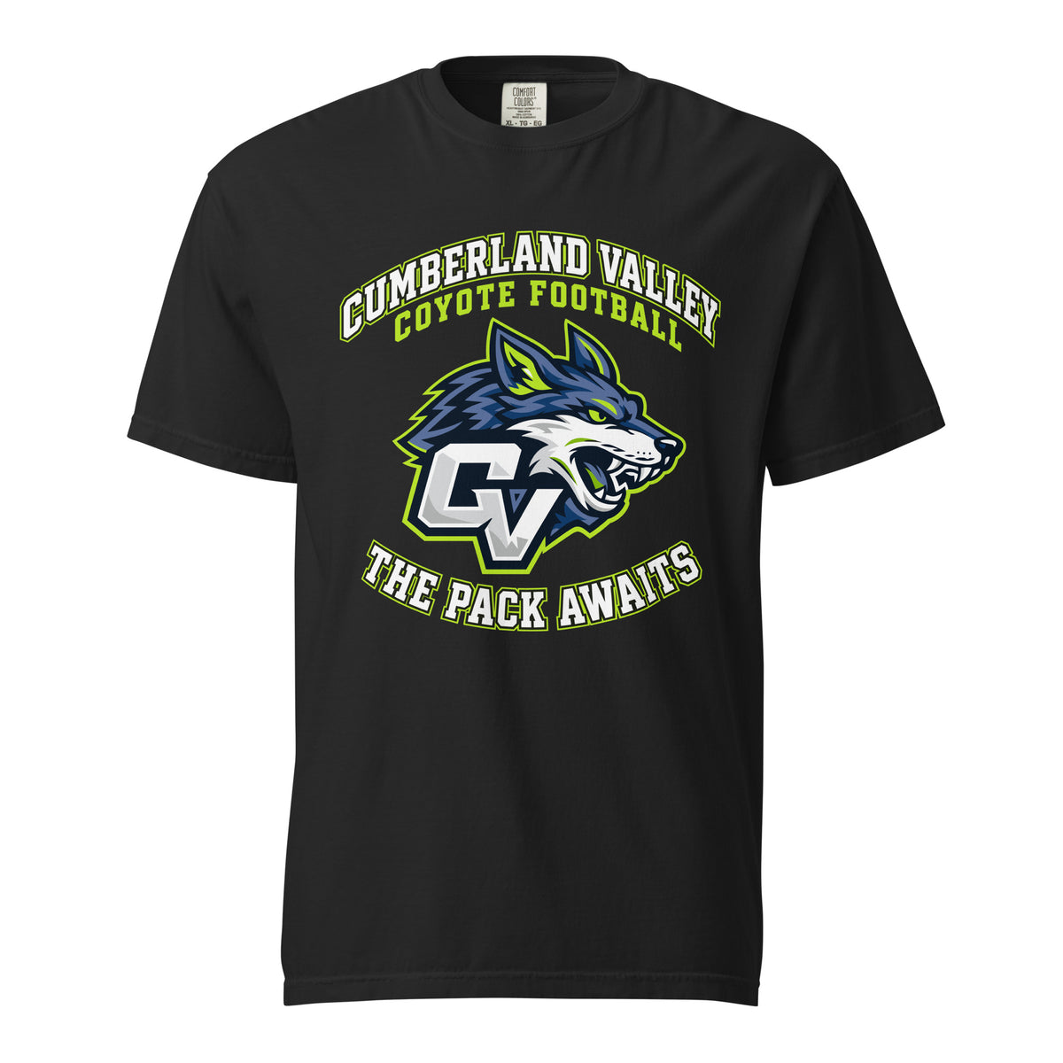 Signature | Comfort Colors T-Shirt | Cumberland Valley Coyotes Football | Emblem Logo