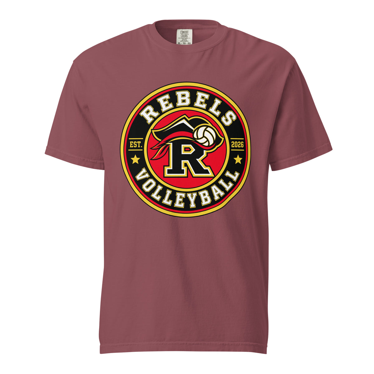 Signature | Comfort Colors T-Shirt | Rebels Volleyball Club | Badge Logo
