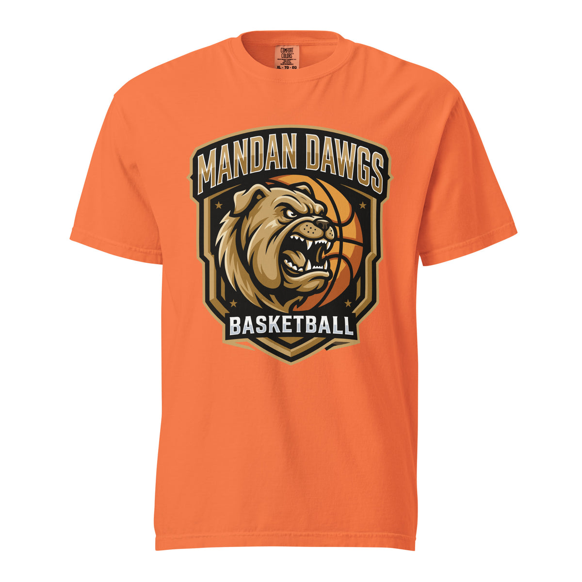 Signature | Comfort Colors T-Shirt | Mandan Dawgs Basketball | Shield Logo