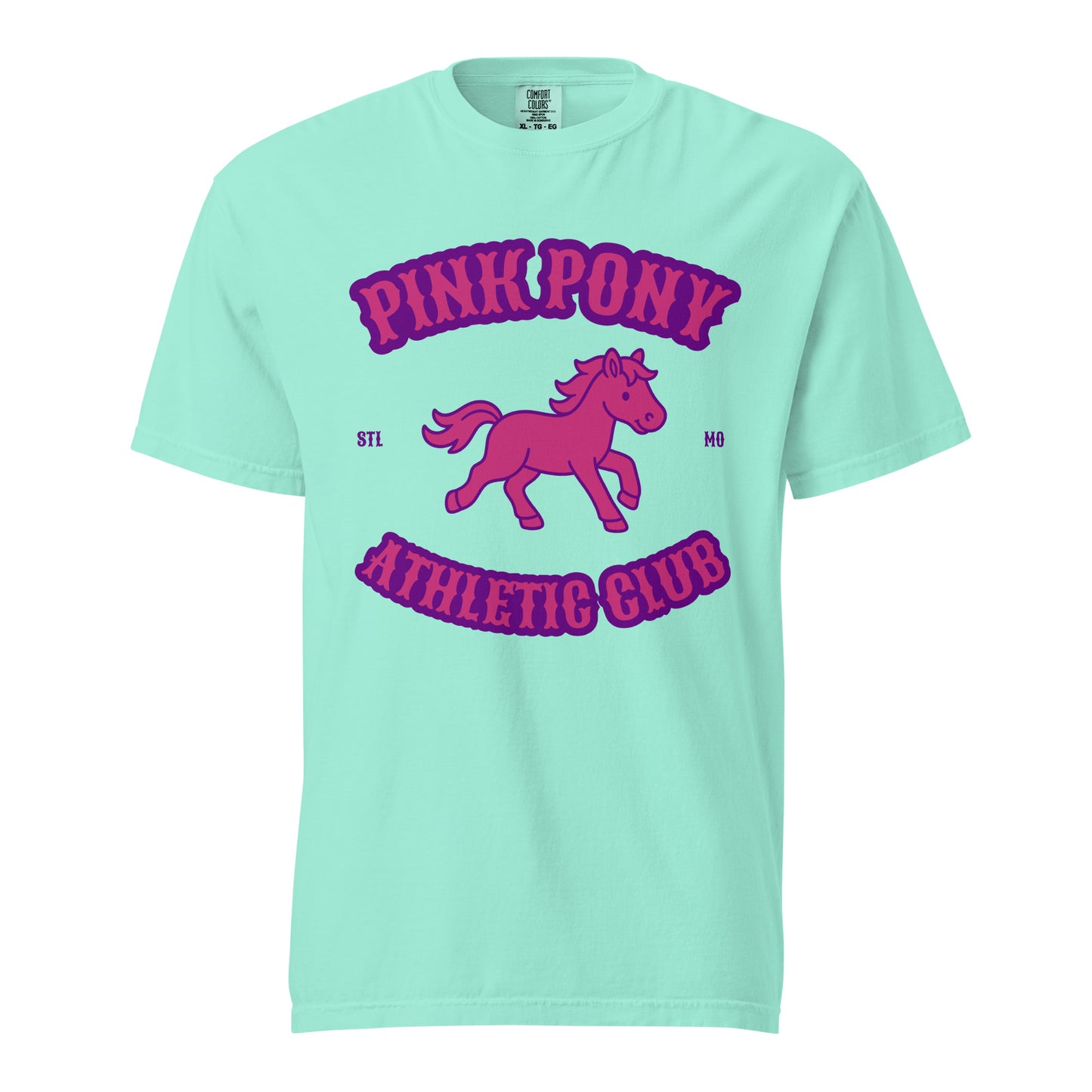 Signature | Comfort Colors T-Shirt | Pink Pony Athletic Club | Crest Logo