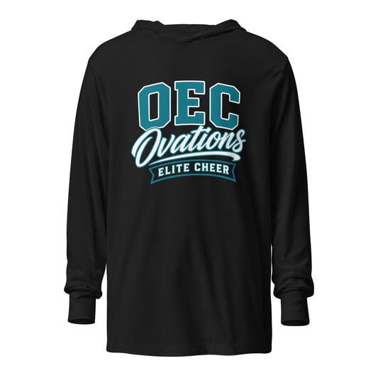 Performance | Hooded Long Sleeve T Shirt | Ovations Elite Cheer | Emblem Logo