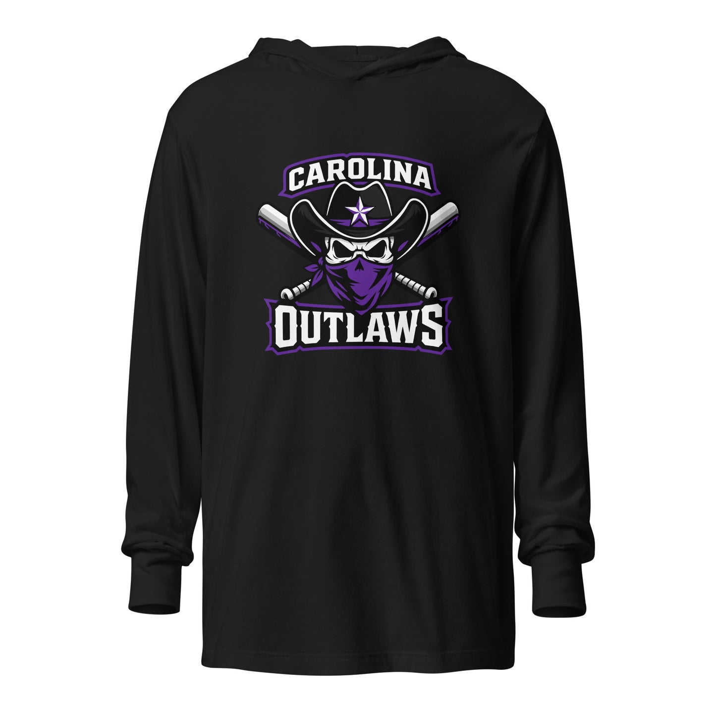 Performance | Hooded Long Sleeve T Shirt | Carolina Outlaws Baseball | Crest Logo