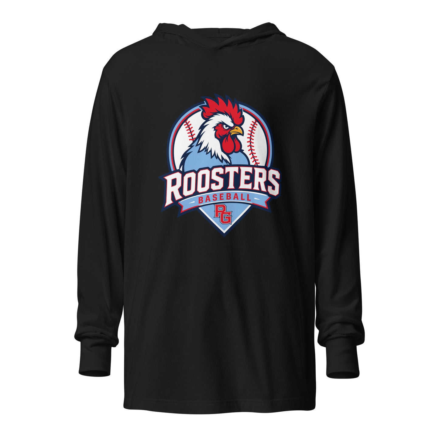 Performance | Hooded Long Sleeve T Shirt | Rooster Nation | Athletic Crest Logo