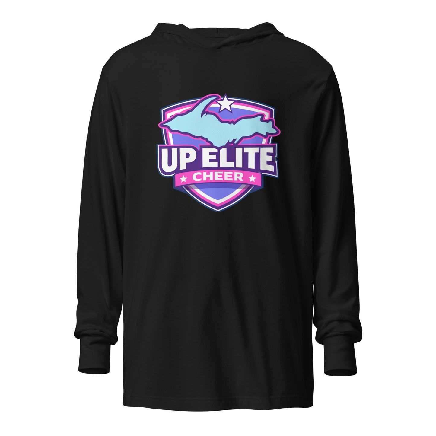 Performance | Hooded Long Sleeve T Shirt | UP Elite Cheer | Shield Logo