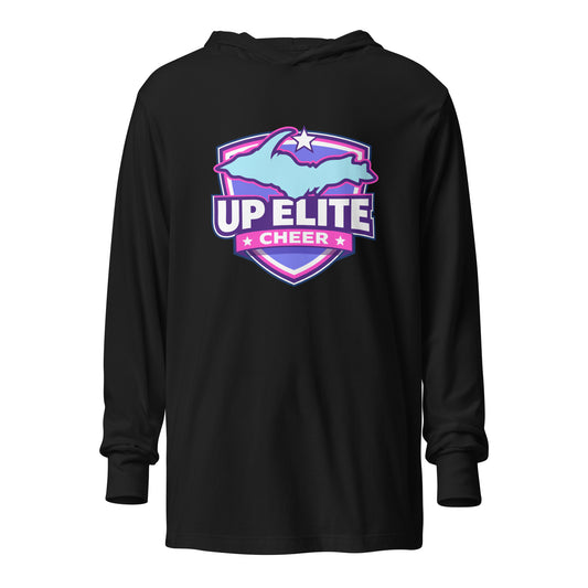 Performance | Hooded Long Sleeve T Shirt | UP Elite Cheer | Shield Logo