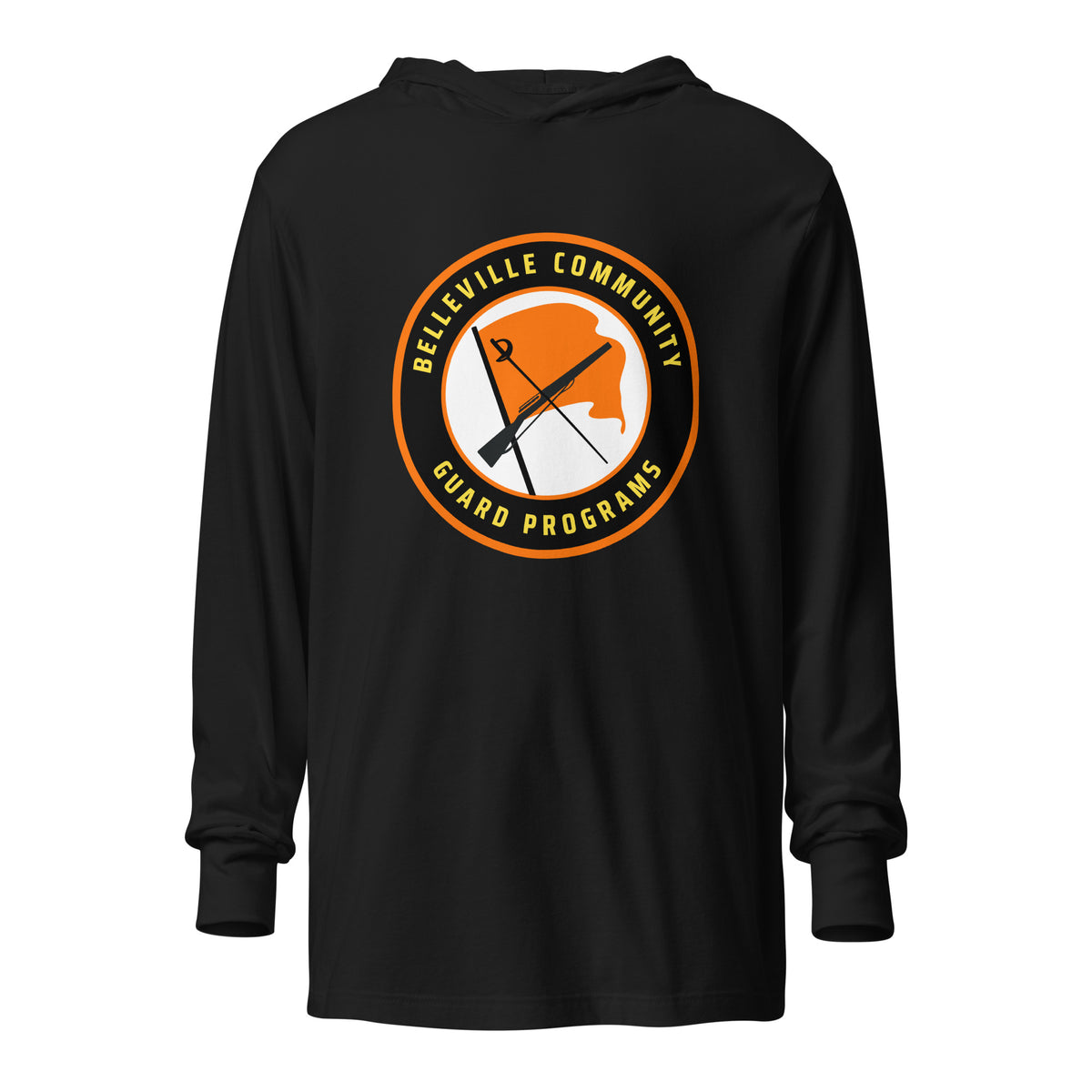 Performance | Hooded Long Sleeve T Shirt | Belleville Community Guard Programs | Badge Logo