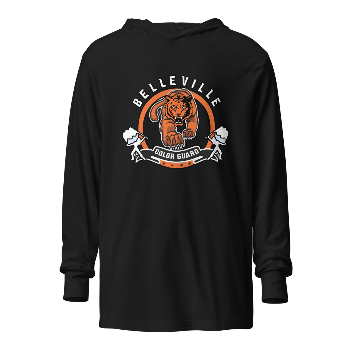 Performance | Hooded Long Sleeve T Shirt | Belleville Community Guard Programs | Vanguard Logo