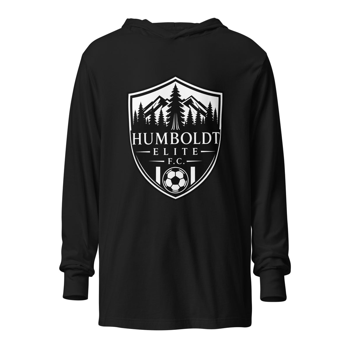 Performance | Hooded Long Sleeve T Shirt | Humboldt Elite FC | Emblem Logo