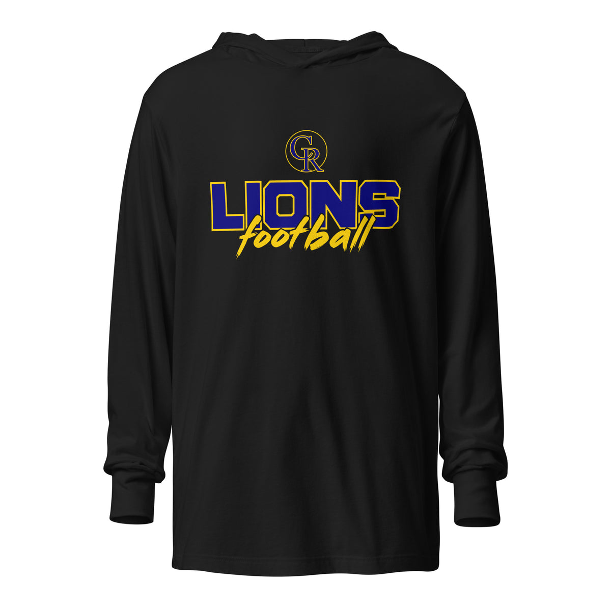 Performance | Hooded Long Sleeve T Shirt | Chestnut Ridge Lions Football | Vanguard Logo