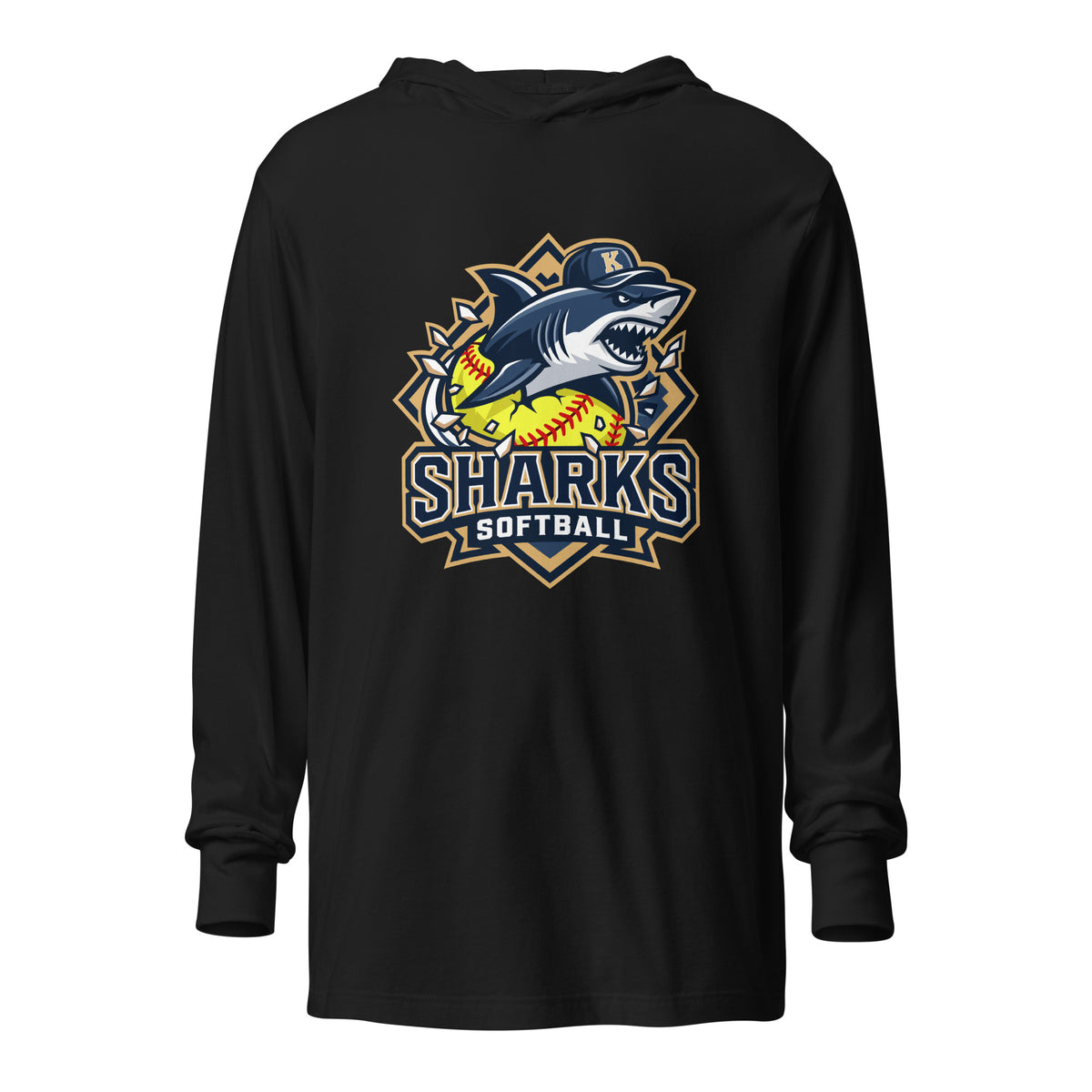 Performance | Hooded Long Sleeve T Shirt | Sharks Diamond Sports | Crest Logo