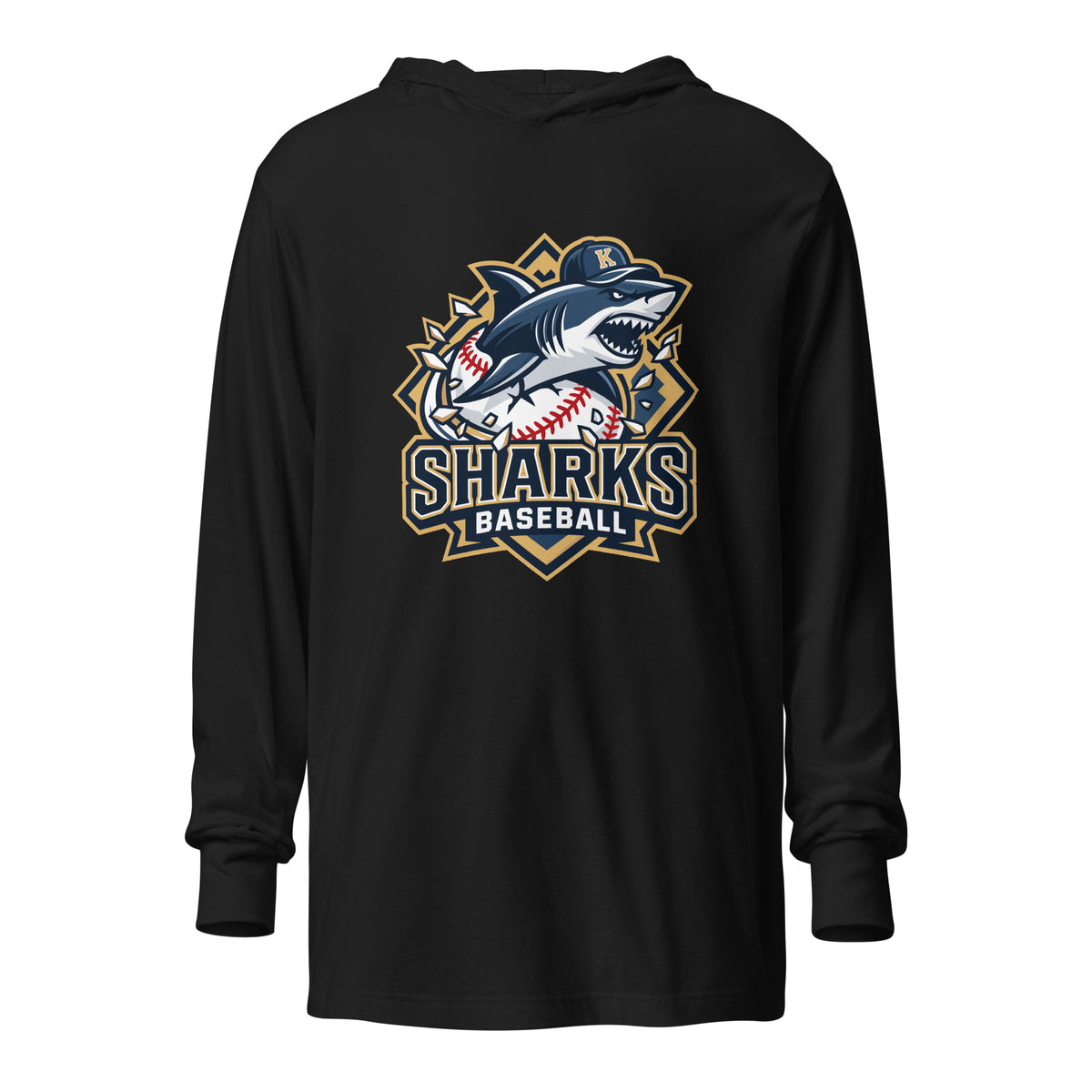 Performance | Hooded Long Sleeve T Shirt | Sharks Diamond Sports | Valor Logo