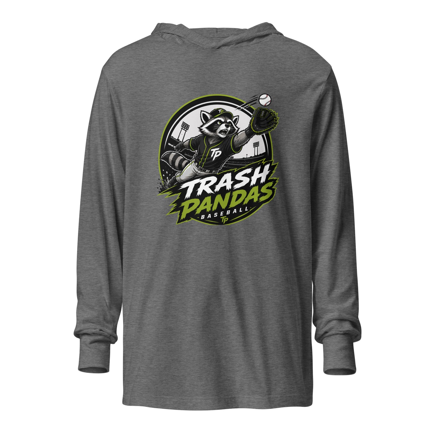 Performance | Hooded Long Sleeve T Shirt | Trash Pandas Baseball Organization | Emblem Logo