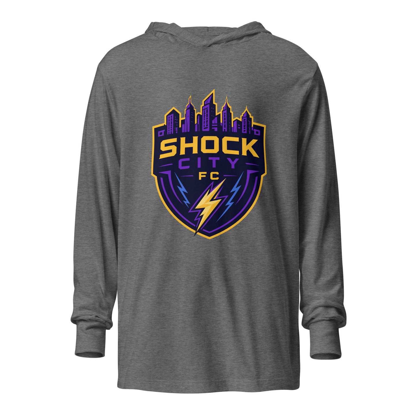 Performance | Hooded Long Sleeve T Shirt | Shock City FC | Crest Logo