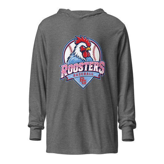 Performance | Hooded Long Sleeve T Shirt | Rooster Nation | Emblem Logo