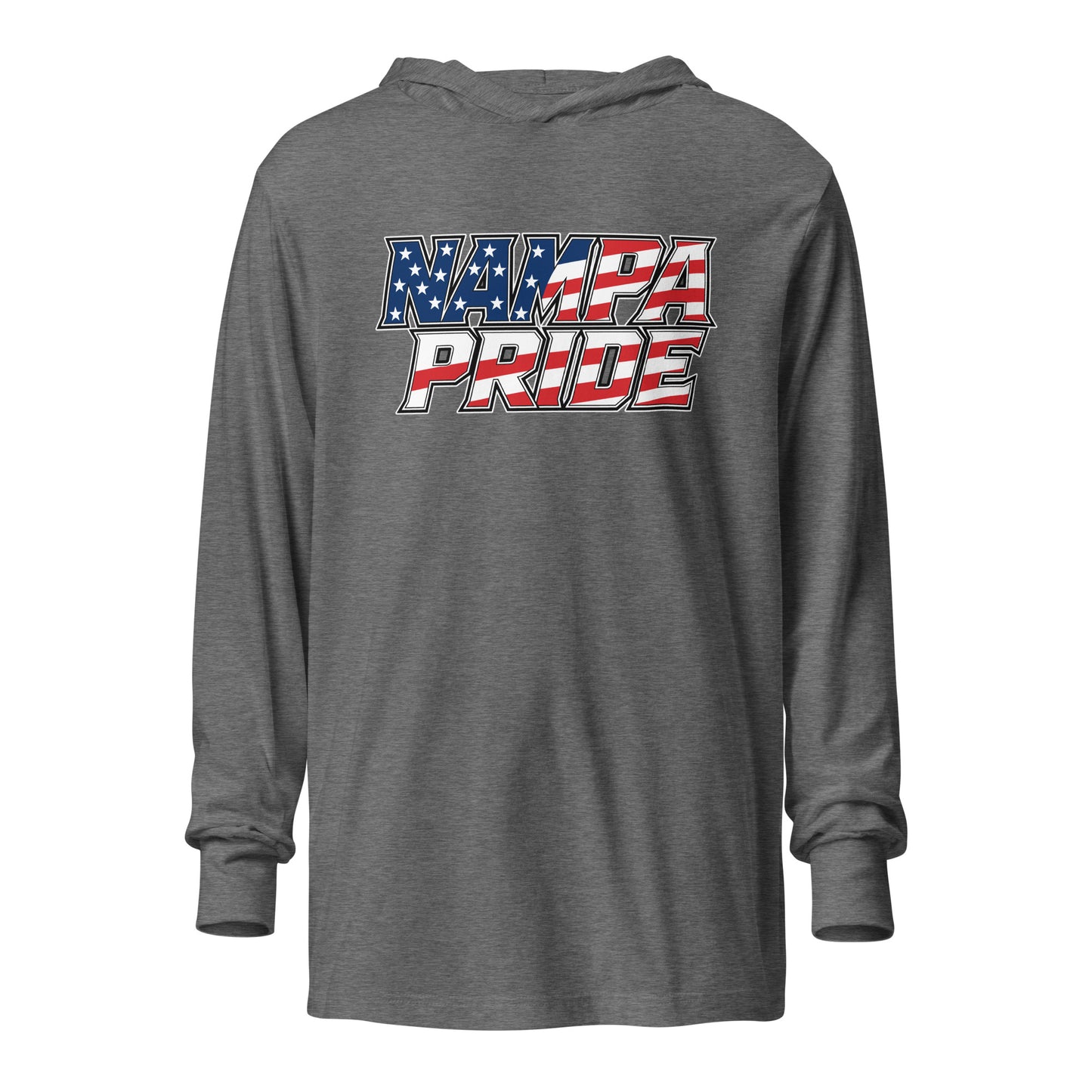 Performance | Hooded Long Sleeve T Shirt | Nampa Pride | Modern Script Logo