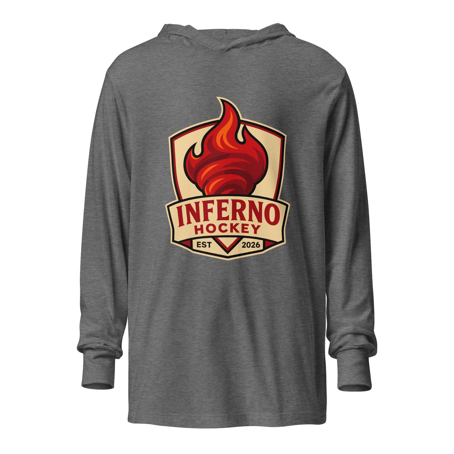 Performance | Hooded Long Sleeve T Shirt | Inferno Hockey | Crest Logo