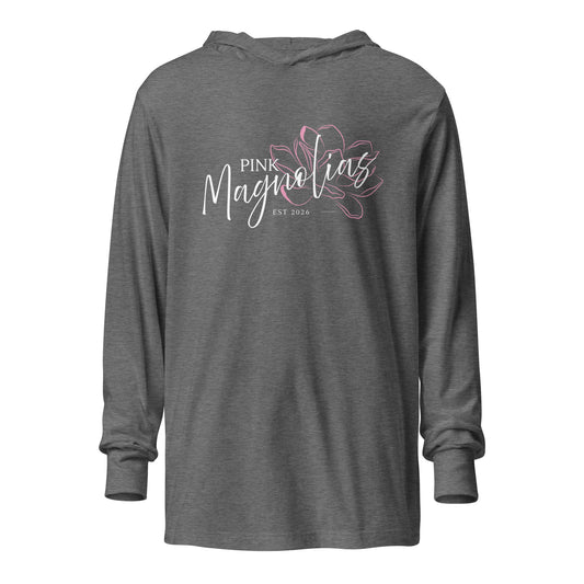 Performance | Hooded Long Sleeve T Shirt | Pink Magnolias Dance | Modern Script Logo