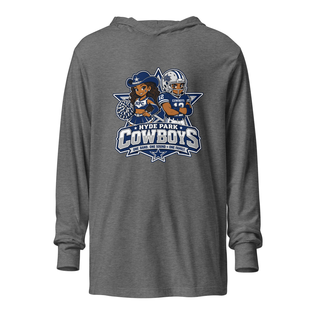 Performance | Hooded Long Sleeve T Shirt | Hyde Park Cowboys | Vanguard Logo