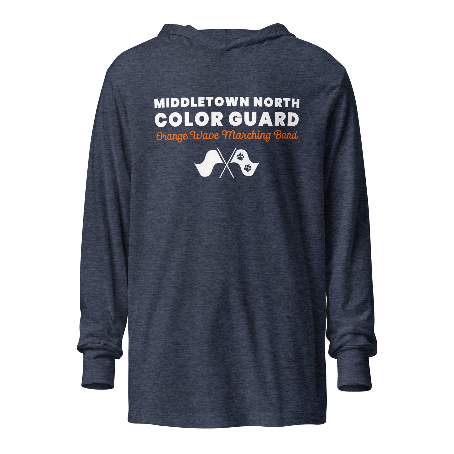 Performance | Hooded Long Sleeve T Shirt | Orange Wave Marching Band | Modern Script Logo