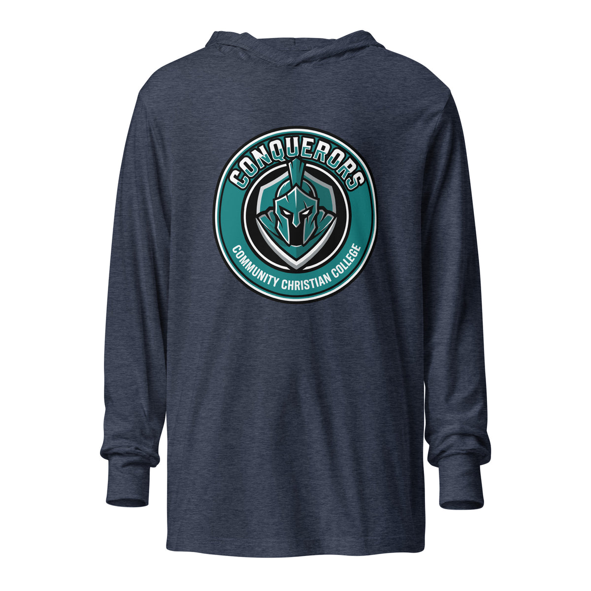 Performance | Hooded Long Sleeve T Shirt | Community Christian College | Badge Logo