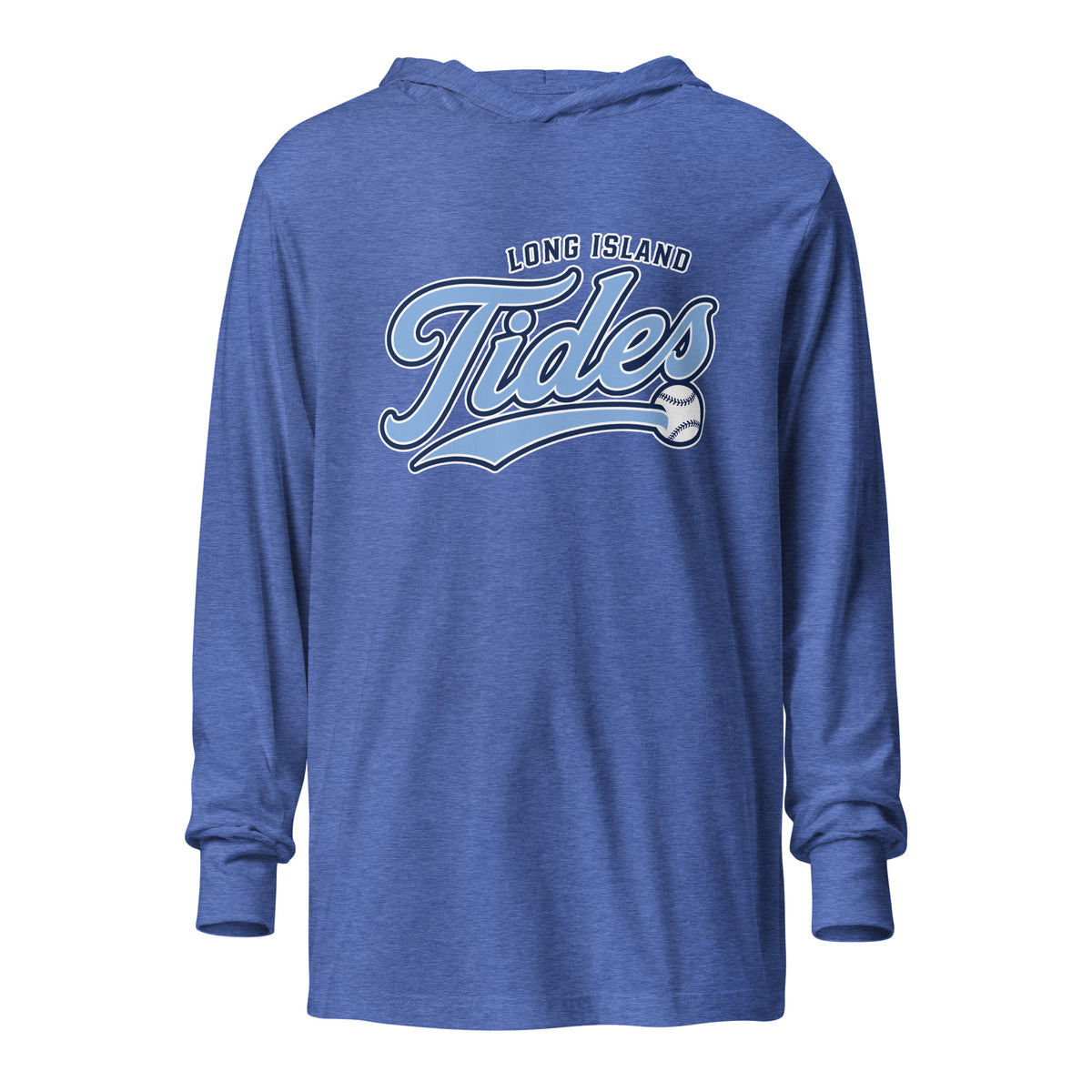 Performance | Hooded Long Sleeve T Shirt | Long Island Tides Baseball | Athletics Logo