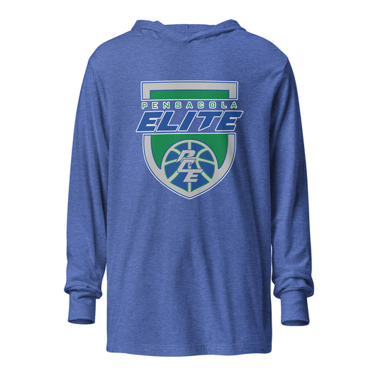 Performance | Hooded Long Sleeve T Shirt | Pensacola Elite Inc. | Shield Logo
