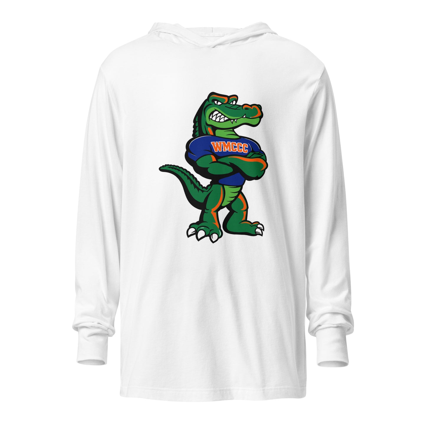 Performance | Hooded Long Sleeve T Shirt | West Memphis Community Christian College Gators | Mascot Logo