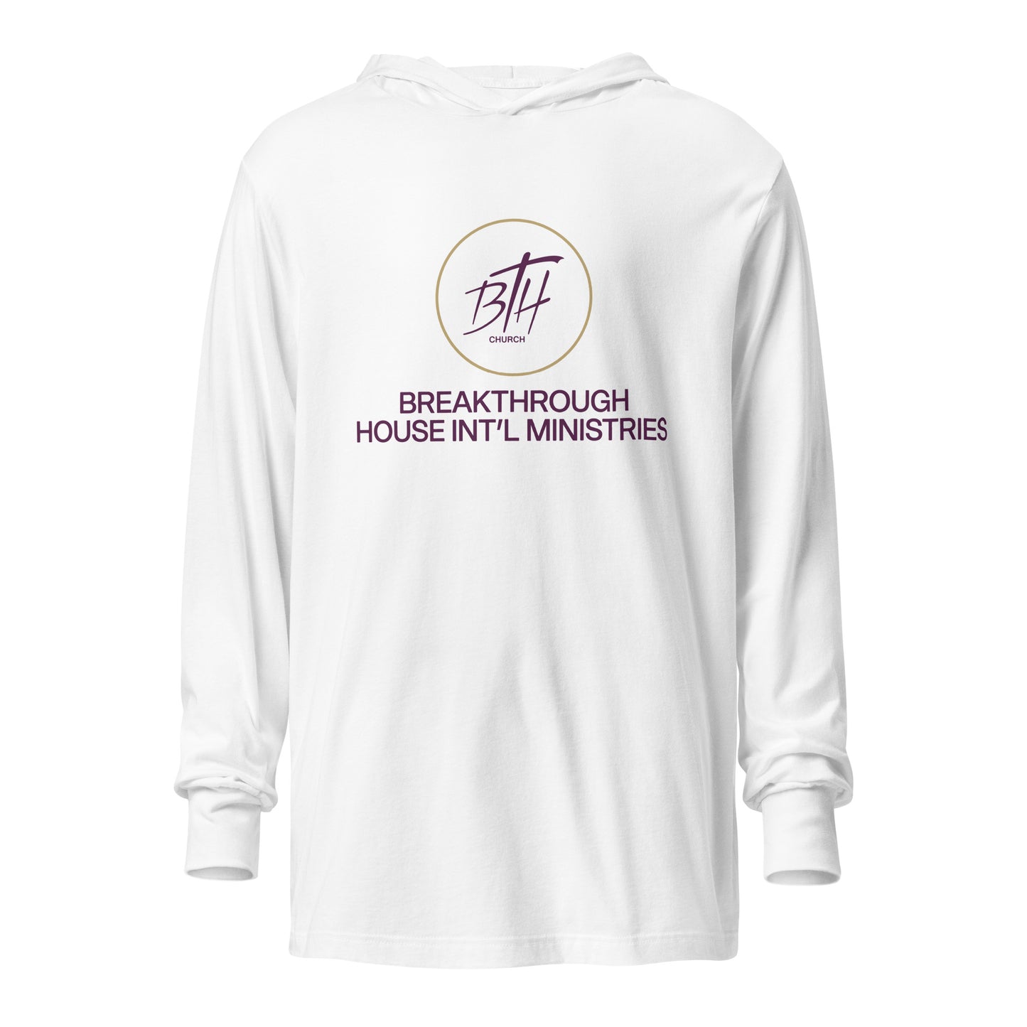 Performance | Hooded Long Sleeve T Shirt | Breakthrough House International Ministries | Crest Logo