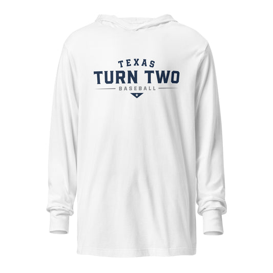 Performance | Hooded Long Sleeve T Shirt | Texas Turn Two Baseball | Modern Script Logo