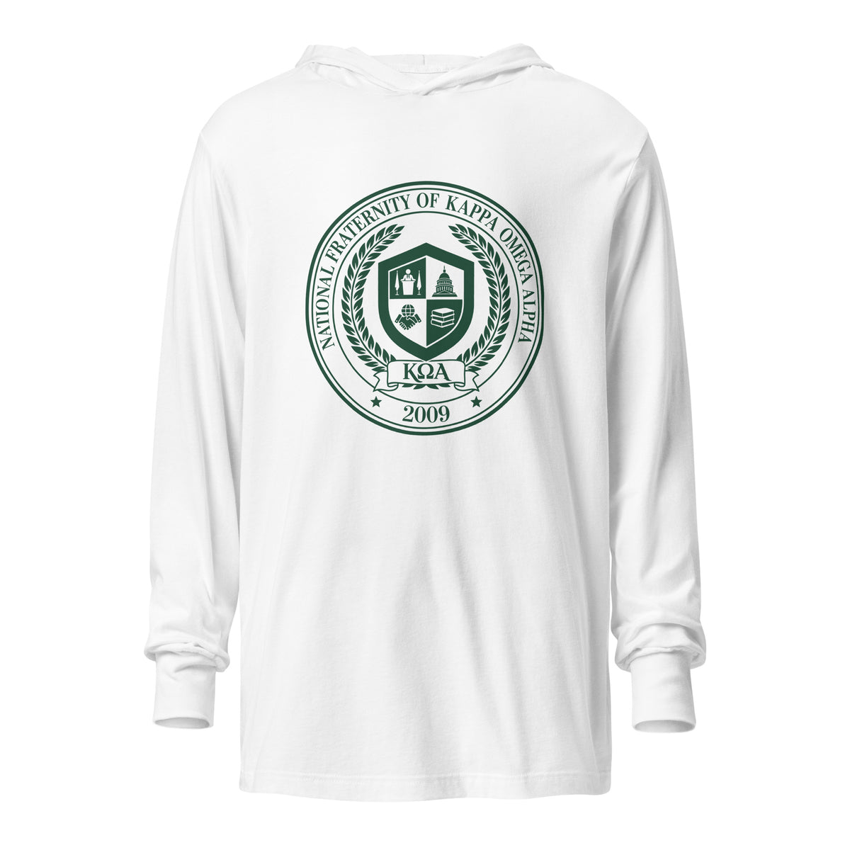 Performance | Hooded Long Sleeve T Shirt | Kappa Omega Alpha | Badge Logo
