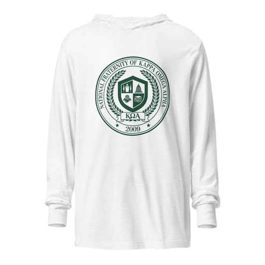 Performance | Hooded Long Sleeve T Shirt | Kappa Omega Alpha | Badge Logo
