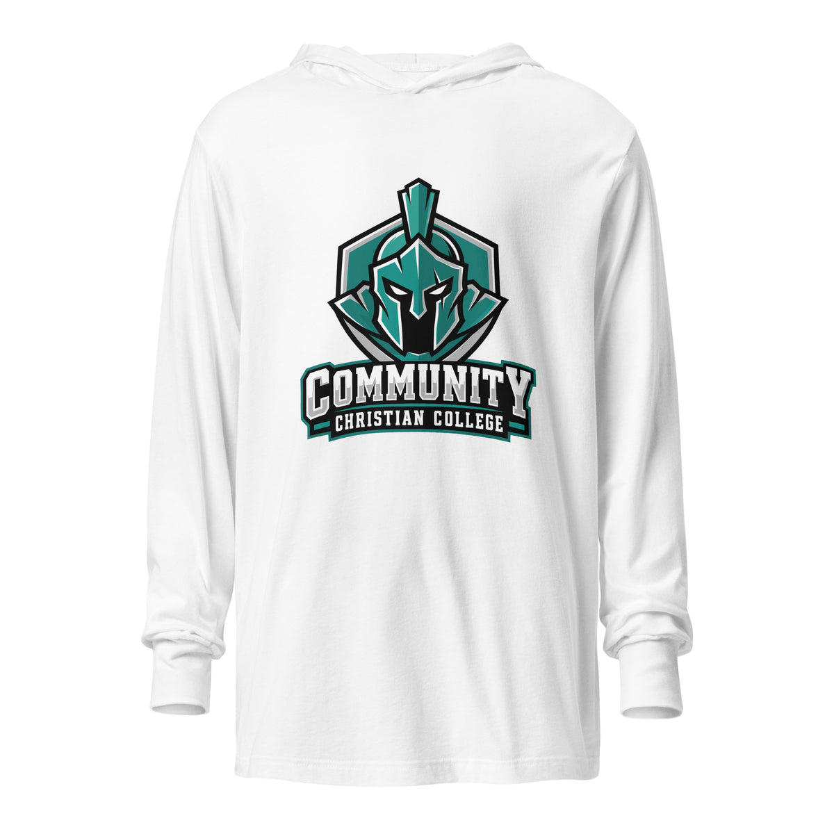 Performance | Hooded Long Sleeve T Shirt | Community Christian College | Vanguard Athletic Logo