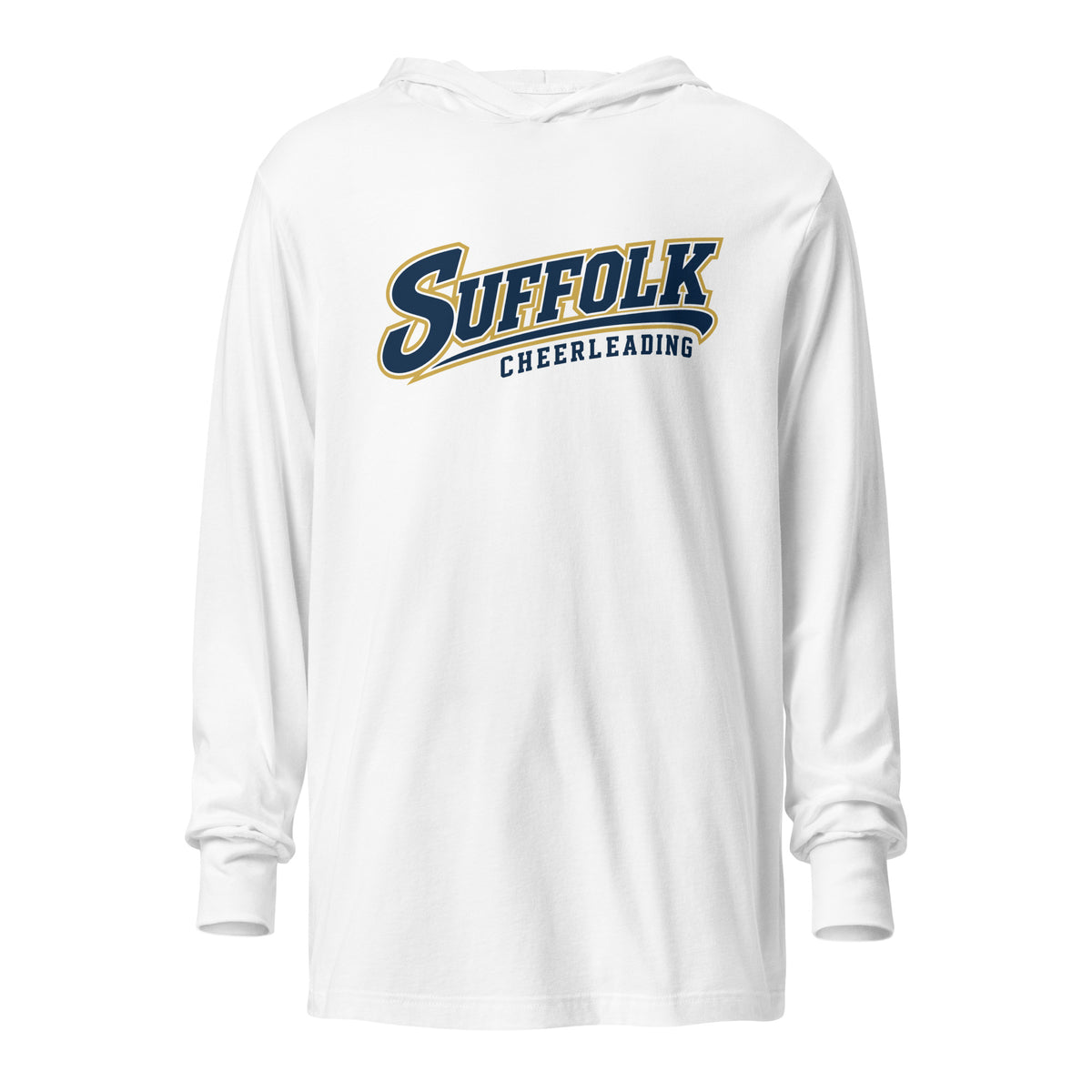 Performance | Hooded Long Sleeve T Shirt | Suffolk University Cheerleading | Athletics Logo