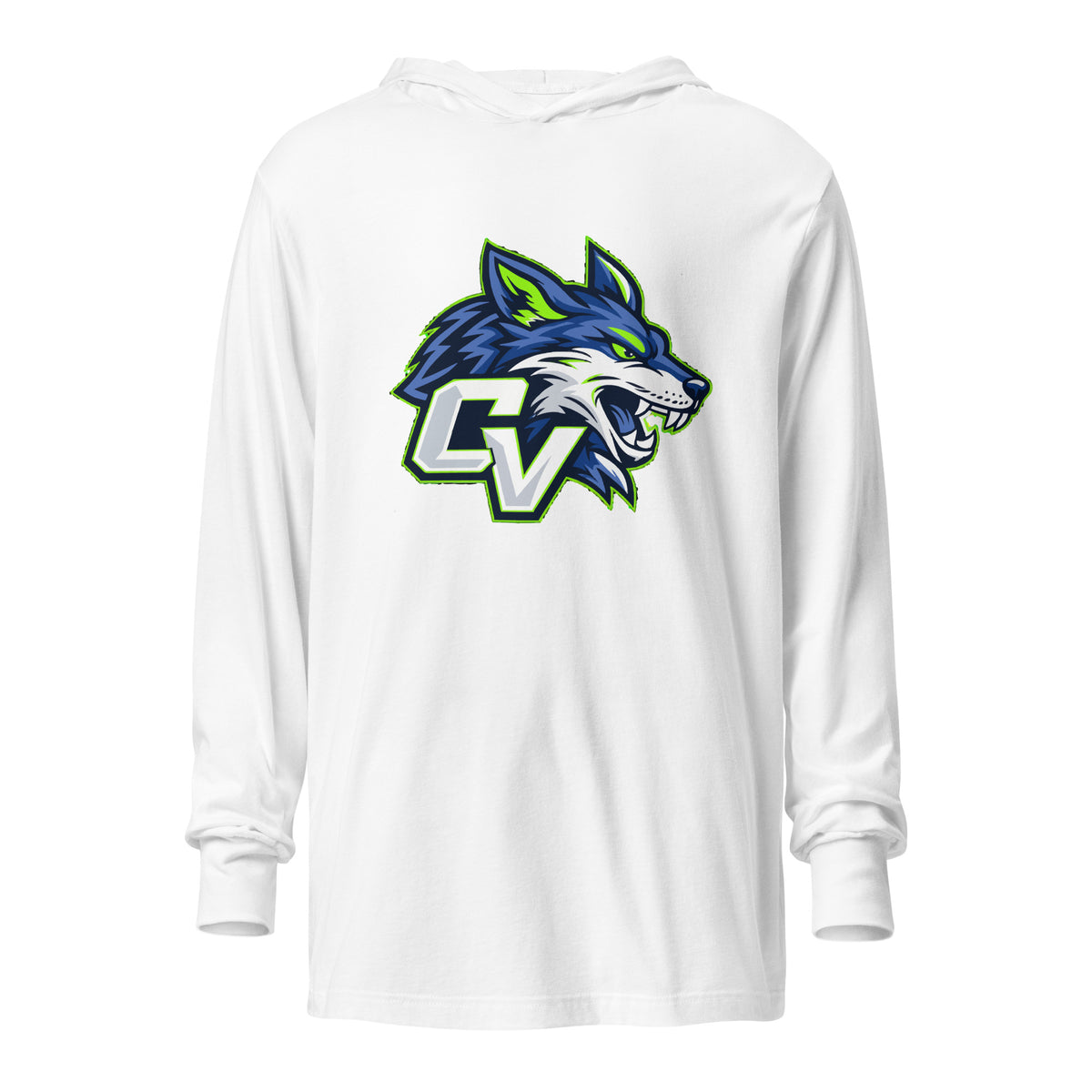 Performance | Hooded Long Sleeve T Shirt | Cumberland Valley Coyotes Football | Crest Logo
