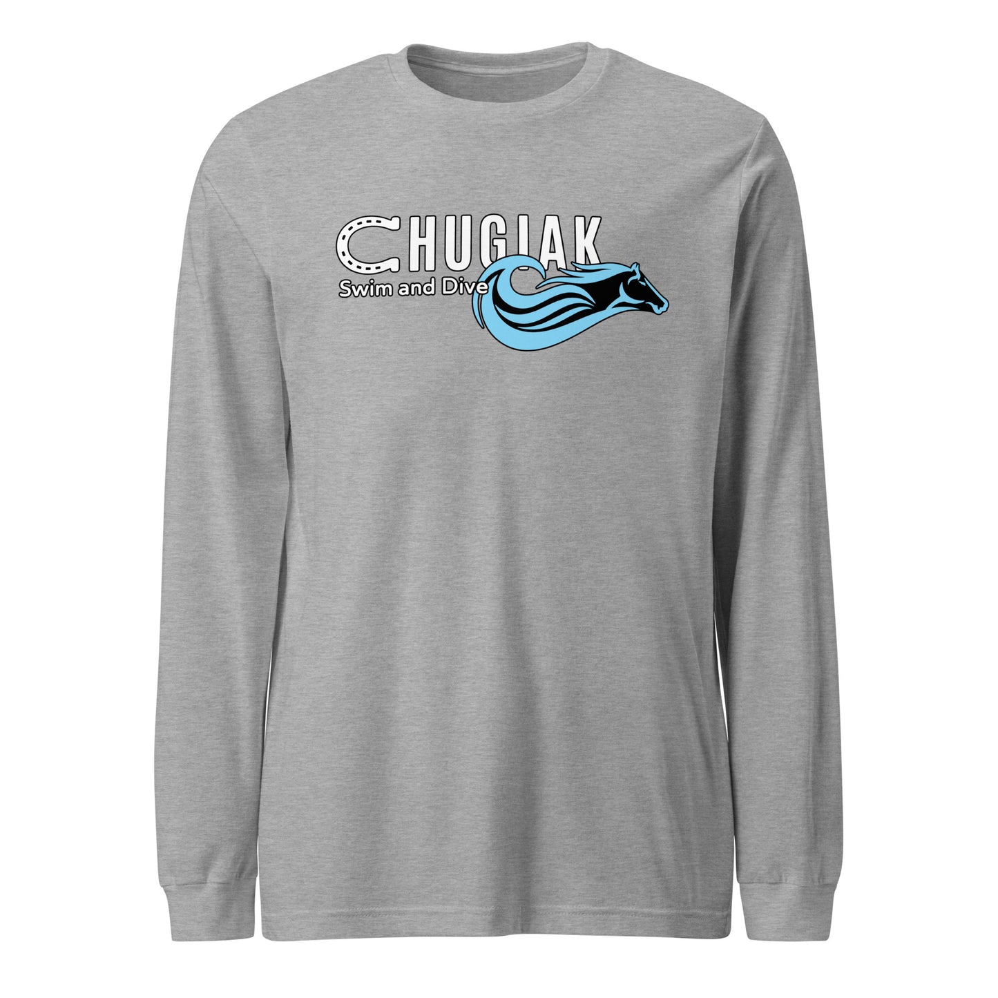 Performance | Long Sleeve Tee | Chugiak Mustang Swim & Dive | Emblem Logo