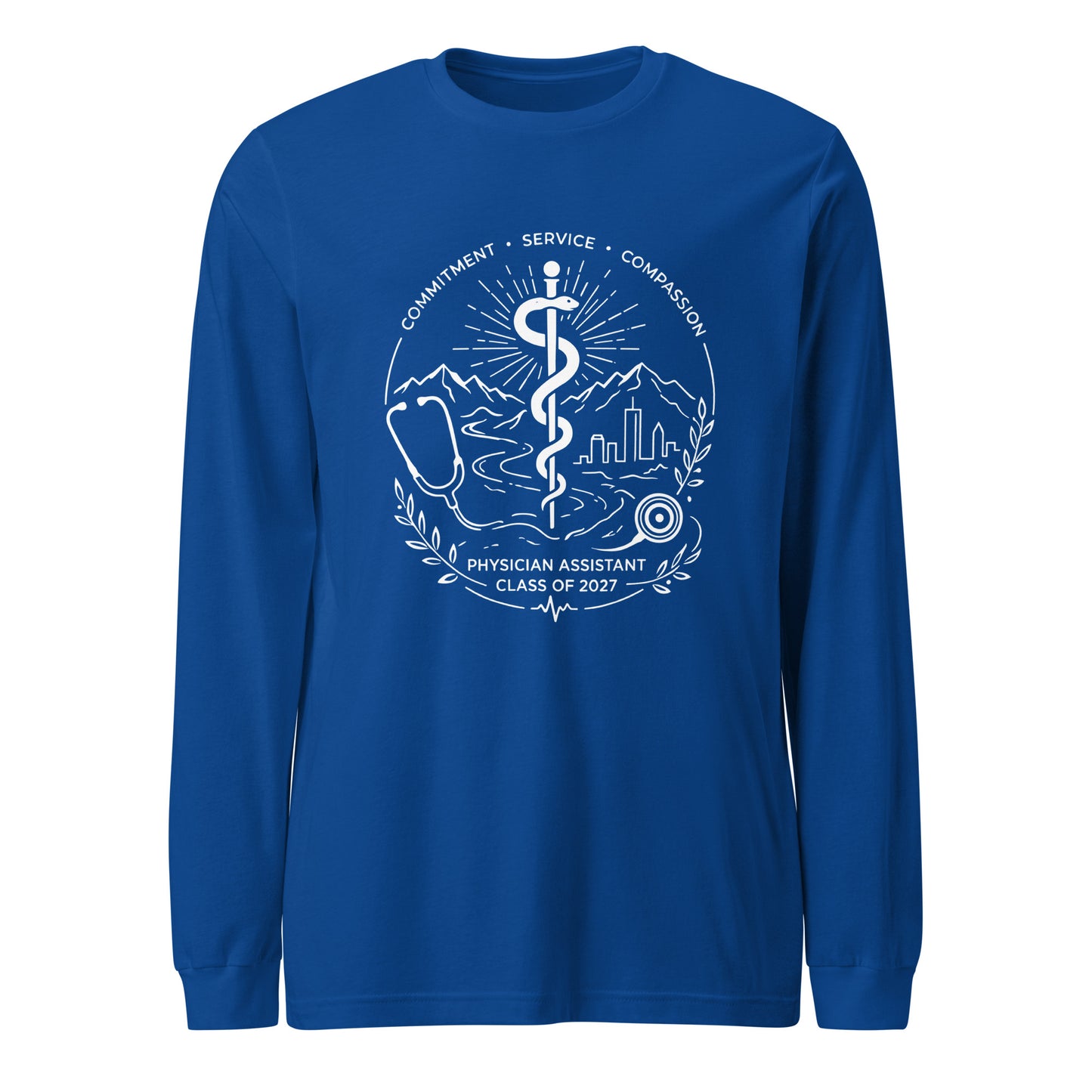 Performance | Long Sleeve Tee | Trine PA program | Crest Logo