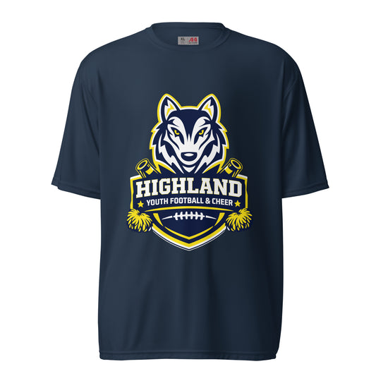 Active | Moisture Wicking Shirt | Highland youth football and cheer | Emblem Logo