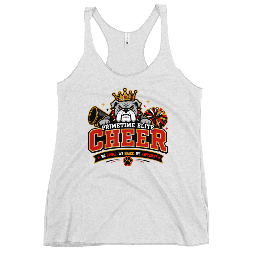 Performance | Thin Racerback Tank Top | PTE Bulldog Cheer | Crest Logo