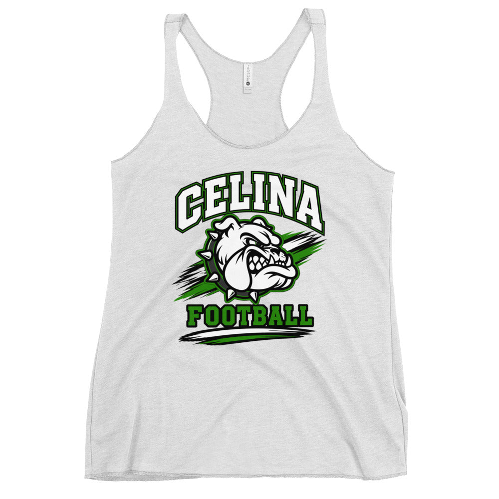Performance | Thin Racerback Tank Top | Celina Black Football | Emblem Logo