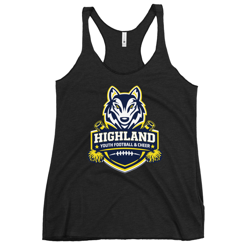 Performance | Thin Racerback Tank Top | Highland youth football and cheer | Emblem Logo