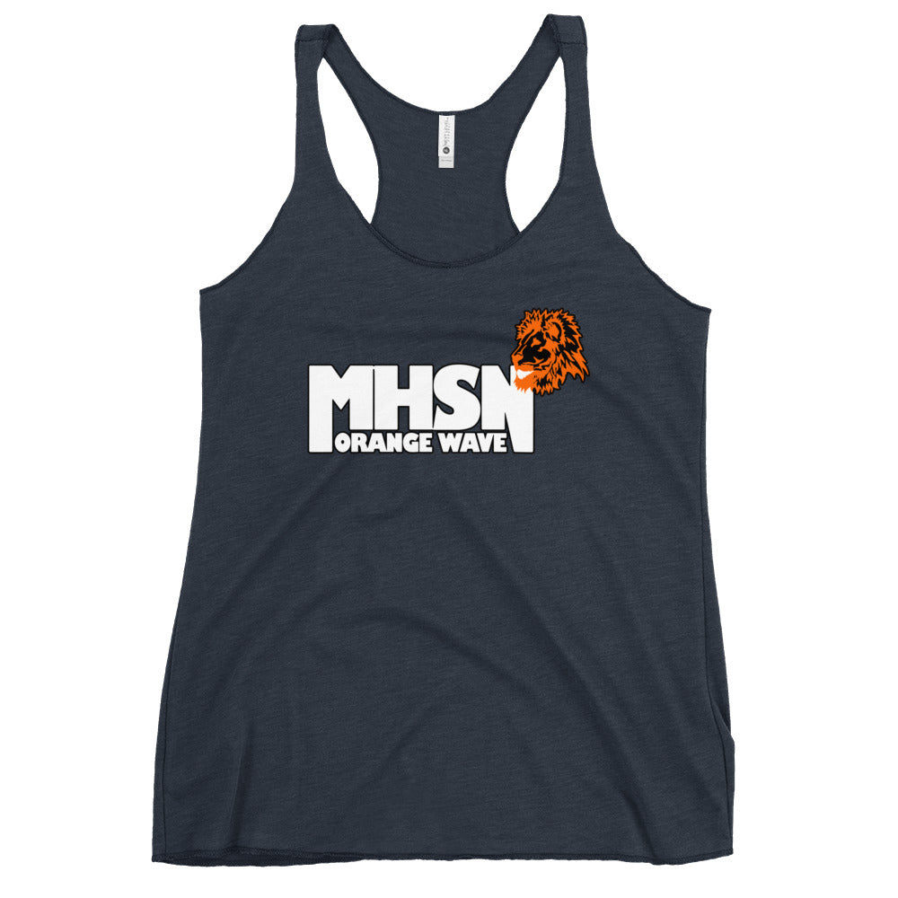 Performance | Thin Racerback Tank Top | Orange Wave Marching Band | Crest Logo
