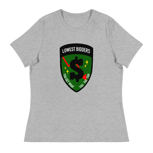 Performance | Women's Relaxed T Shirt | The Lowest Bidders | Emblem Logo