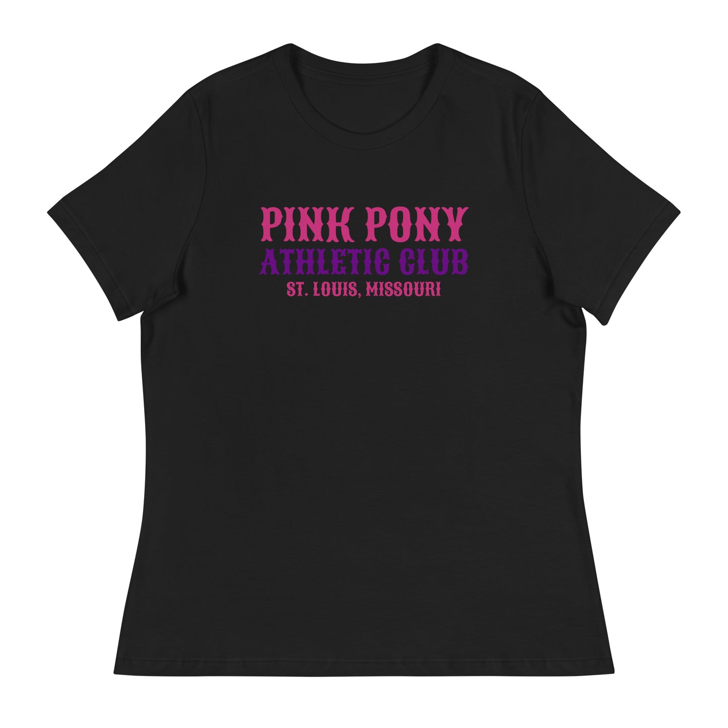 Performance | Women's Relaxed T Shirt | Pink Pony Athletic Club | Athletic Wordmark Logo