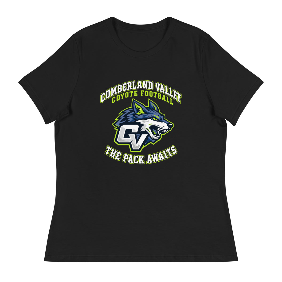 Performance | Women's Relaxed T Shirt | Cumberland Valley Coyotes Football | Emblem Logo